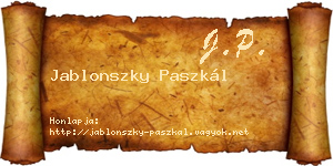 Jablonszky Paszkál névjegykártya