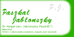 paszkal jablonszky business card